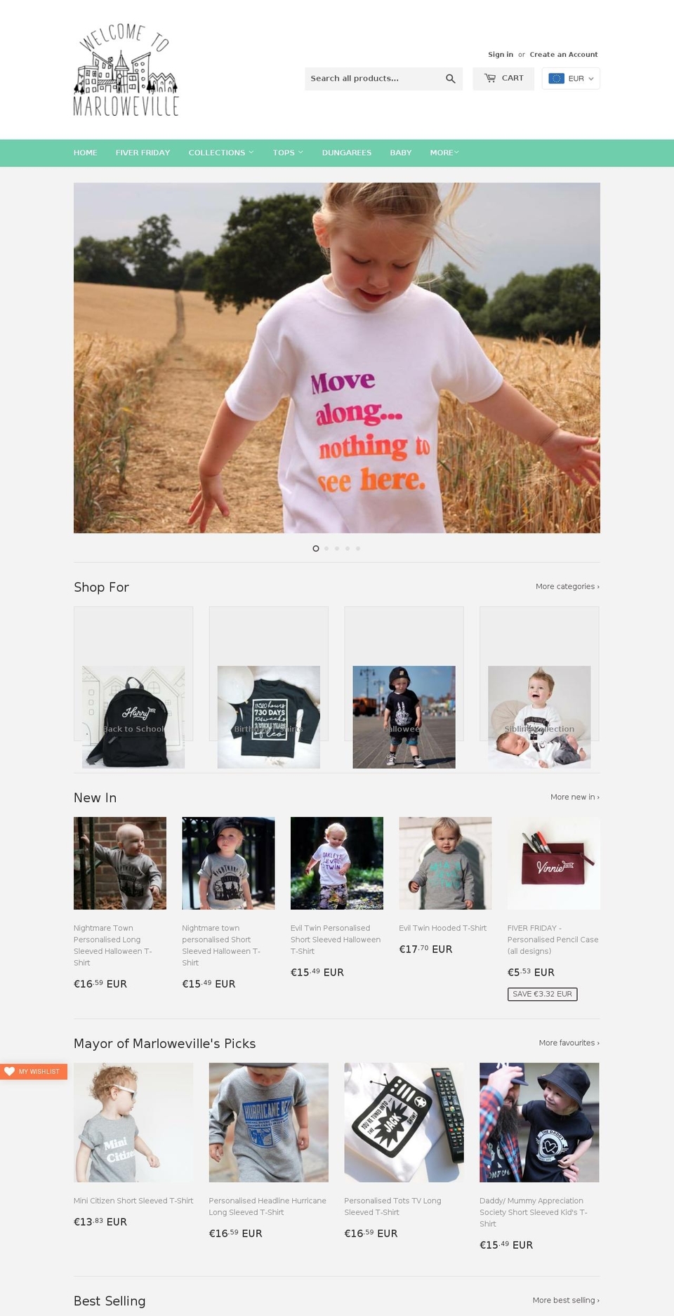 marloweville.com shopify website screenshot