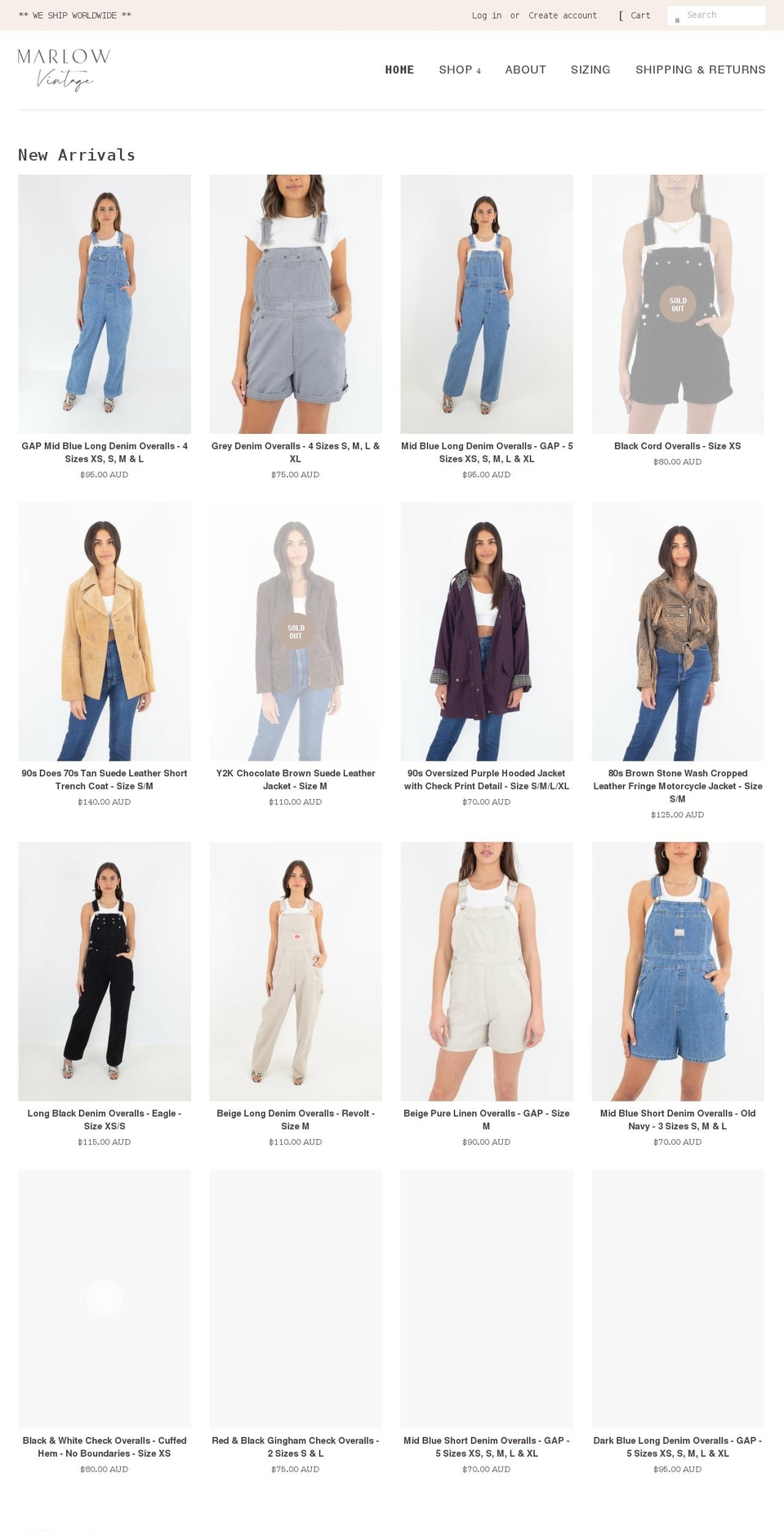 marlowvintage.com.au shopify website screenshot