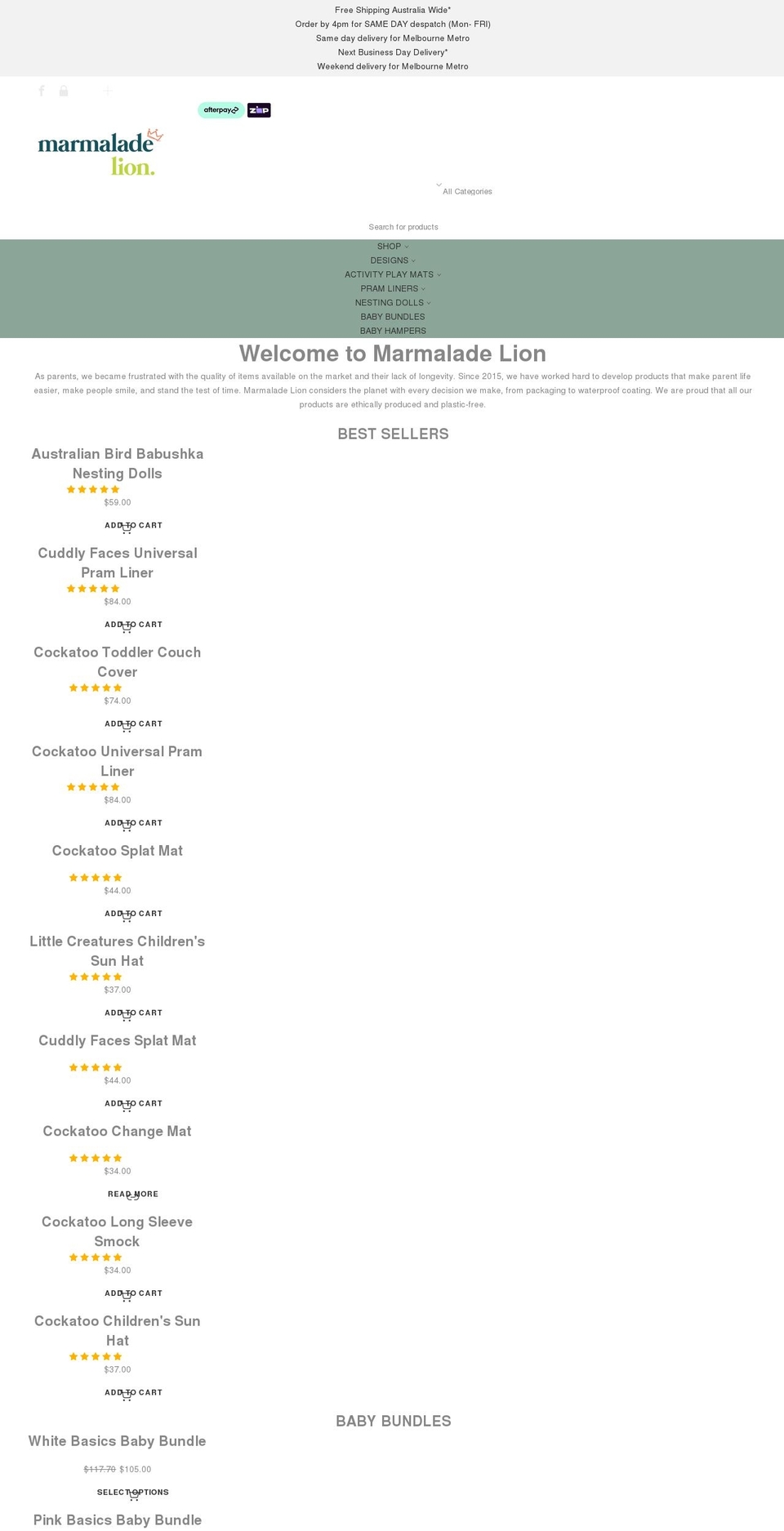 marmaladelion.com.au shopify website screenshot
