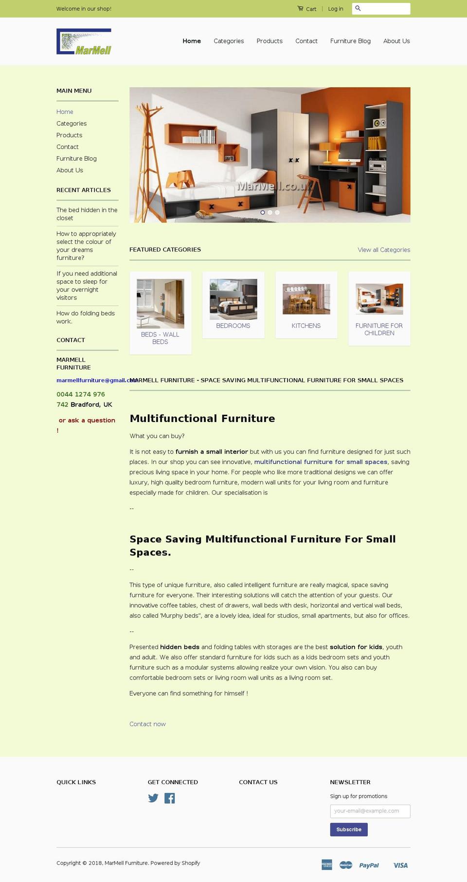 marmell-furniture.myshopify.com shopify website screenshot