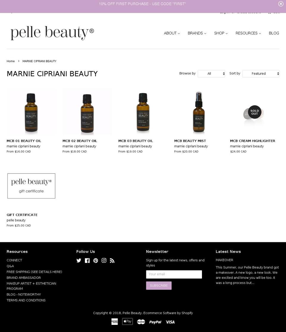 marniecipriani.com — Shopify storefront screenshot