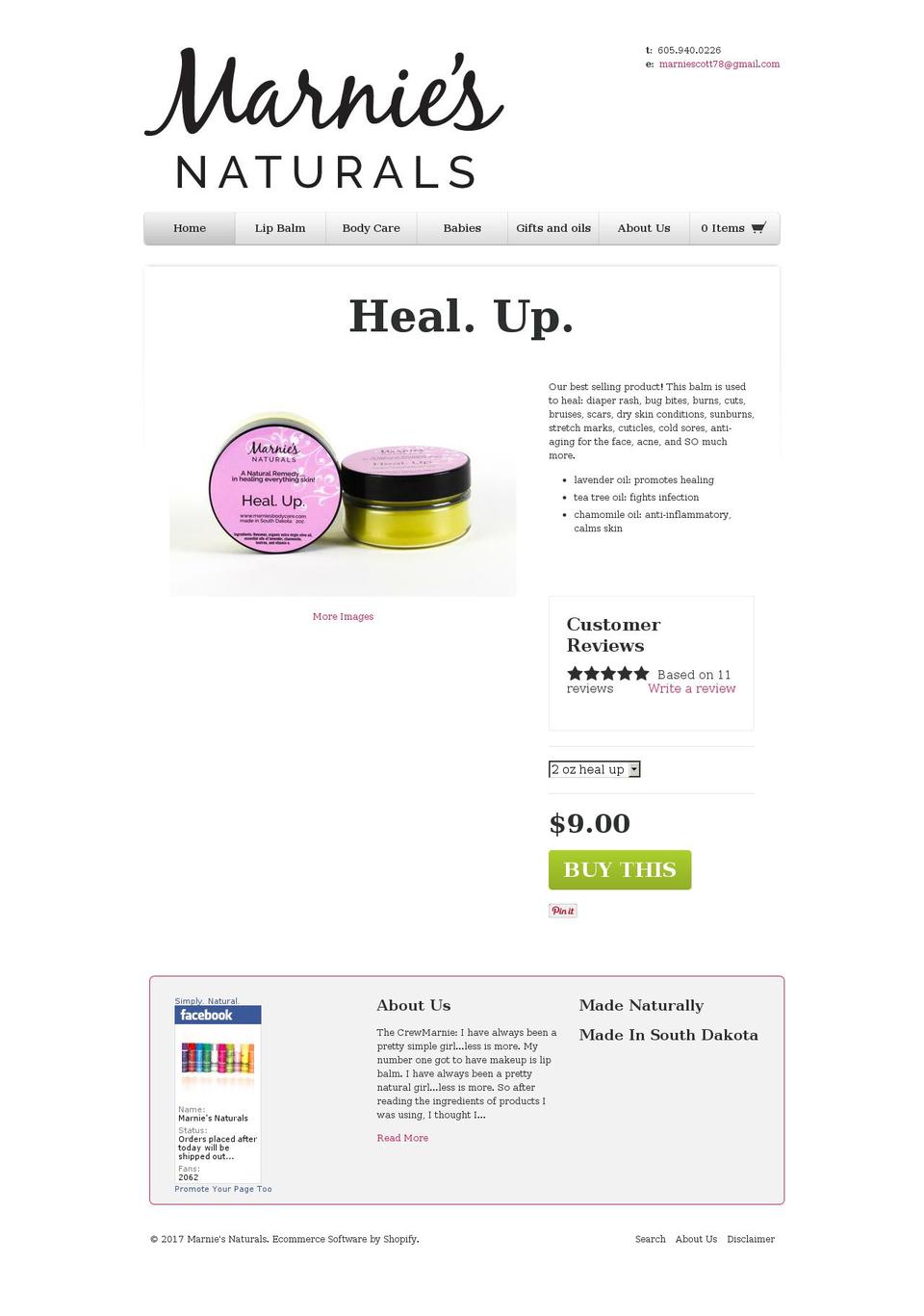 marniesbodycare.com shopify website screenshot
