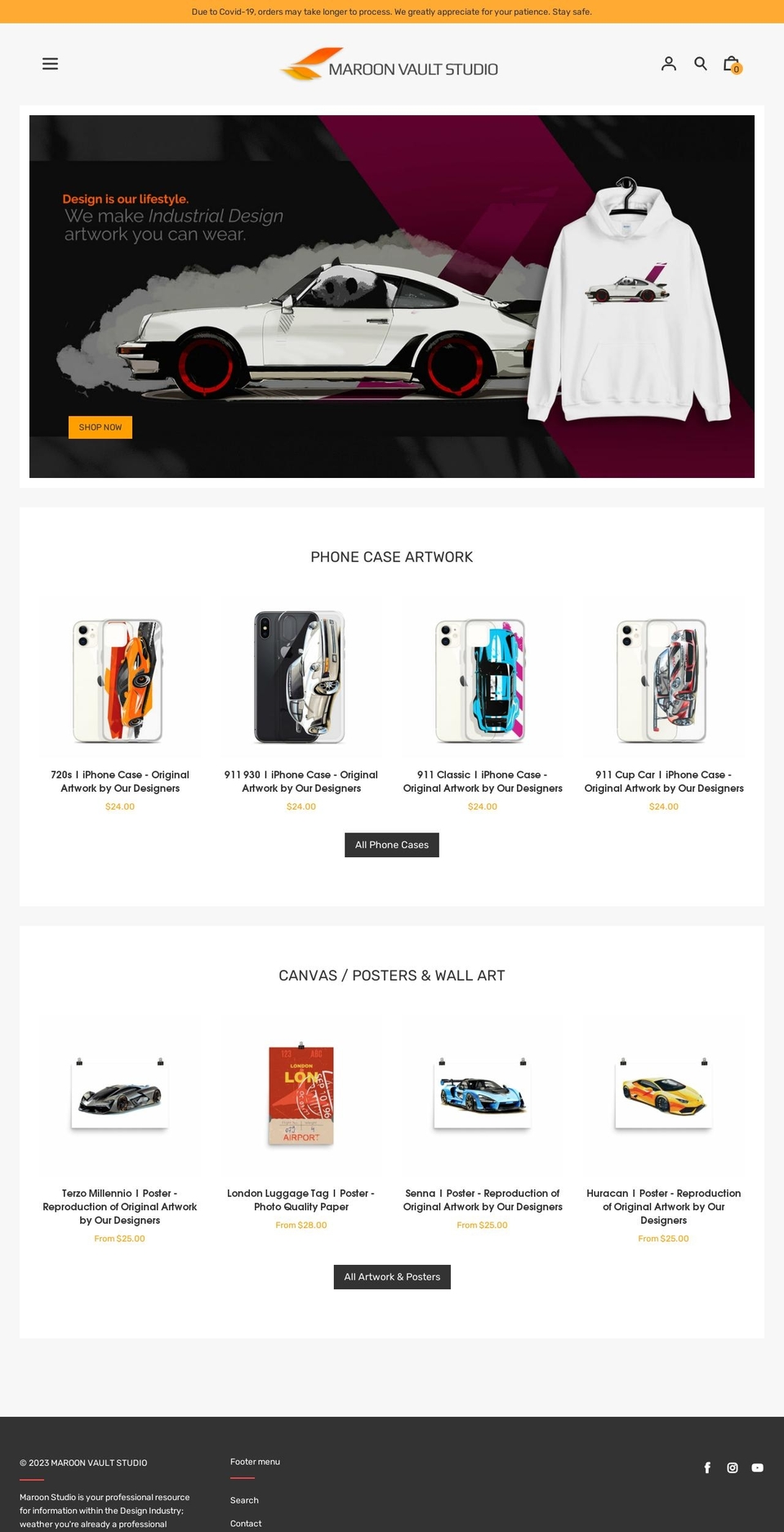 maroonvaultstudio.com shopify website screenshot