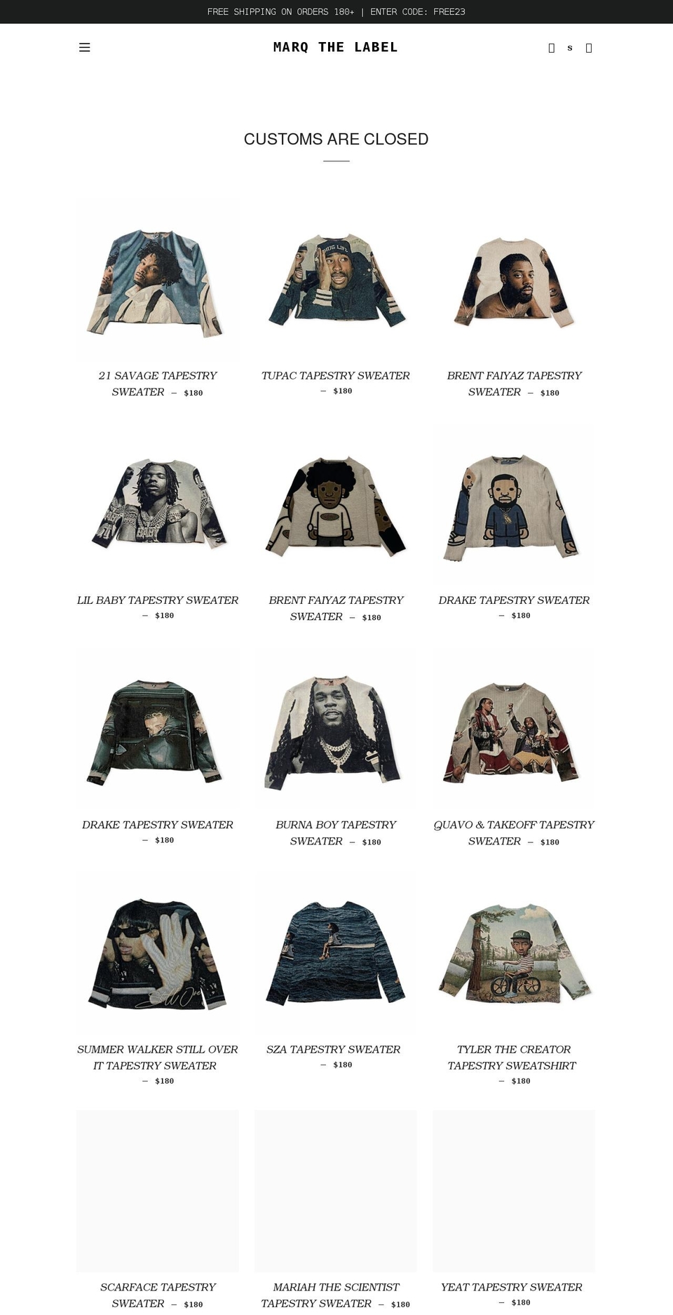 marqthelabel.com shopify website screenshot