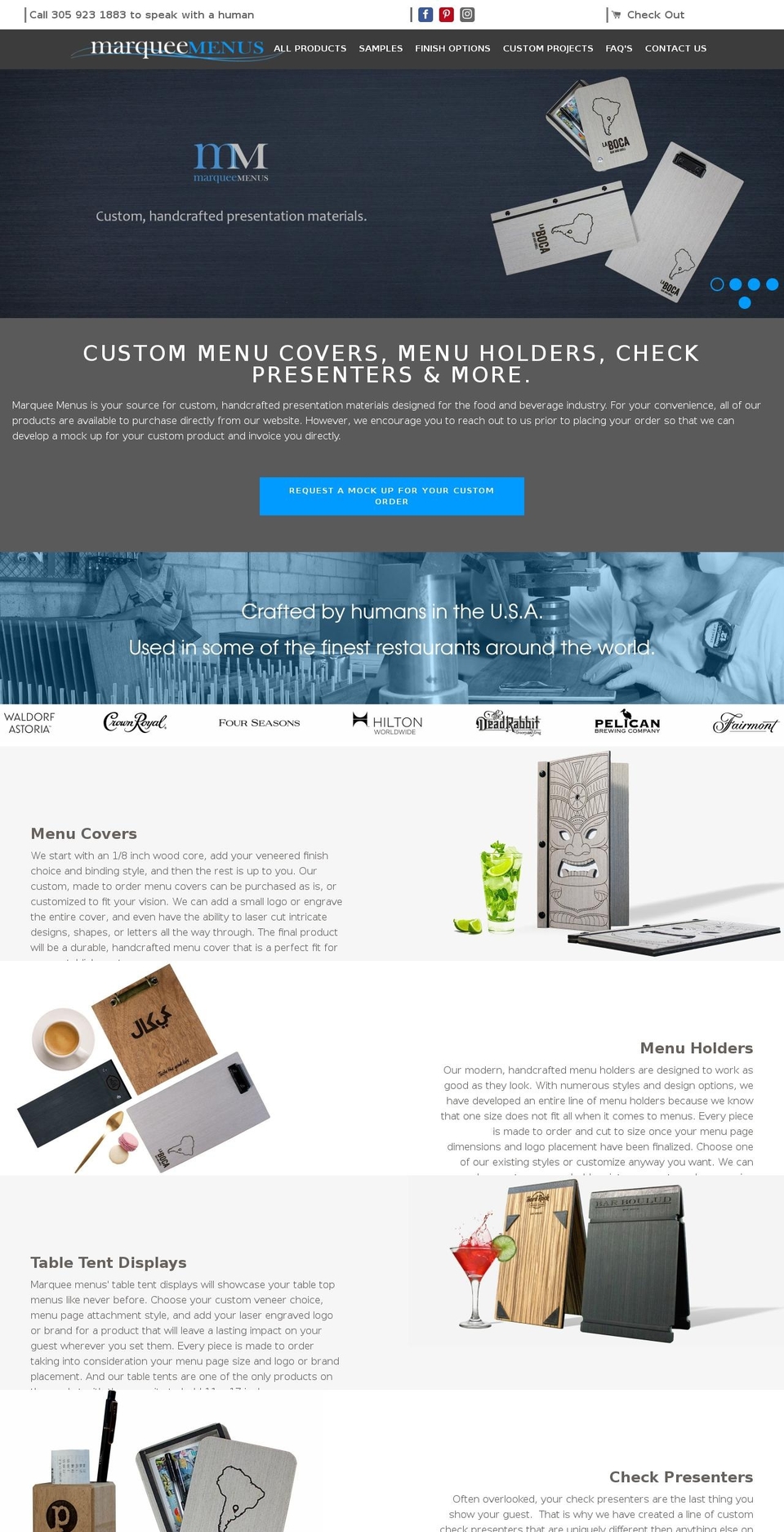 marqueemenus.com — Shopify storefront screenshot