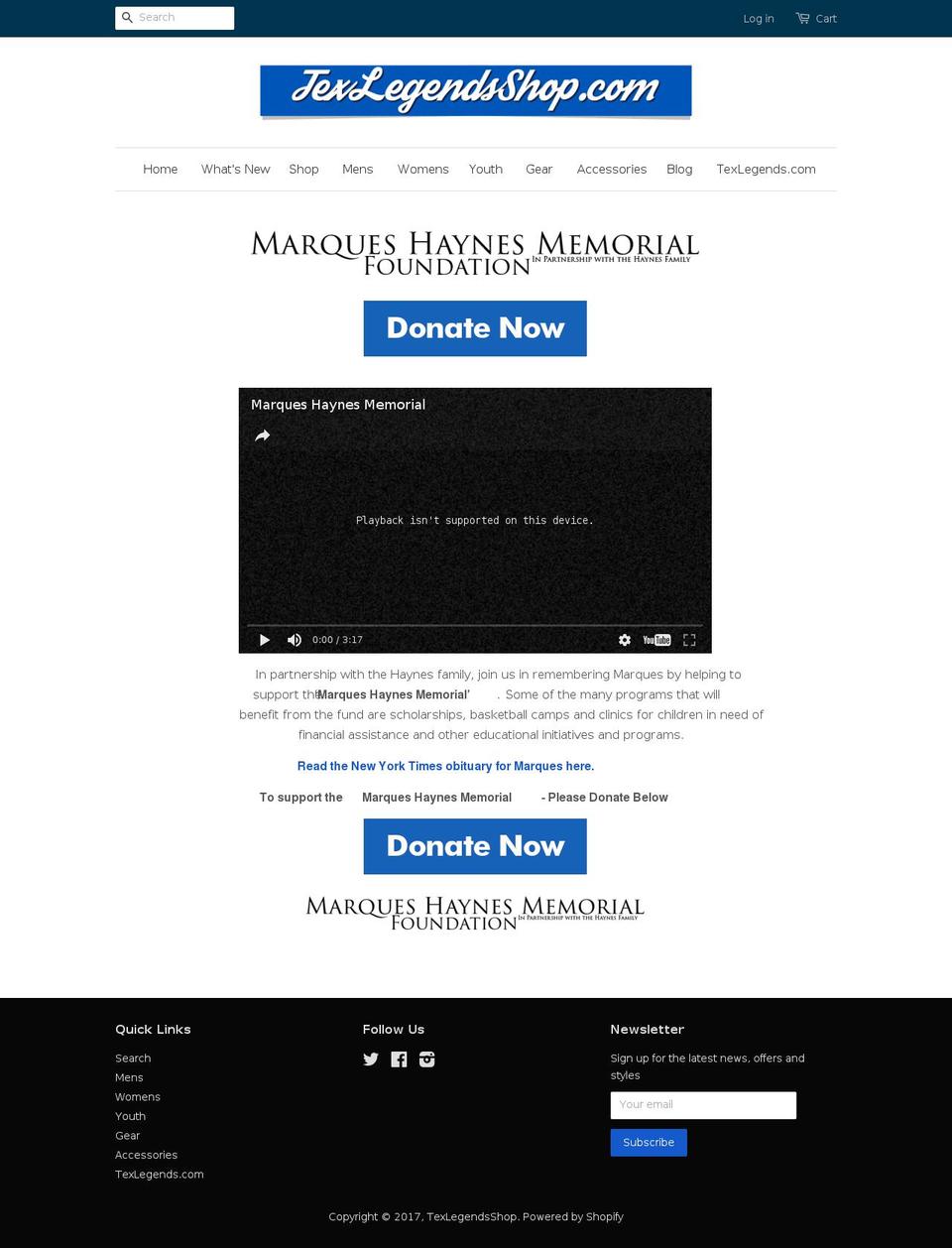 marqueshaynesmemorialfoundation.com shopify website screenshot