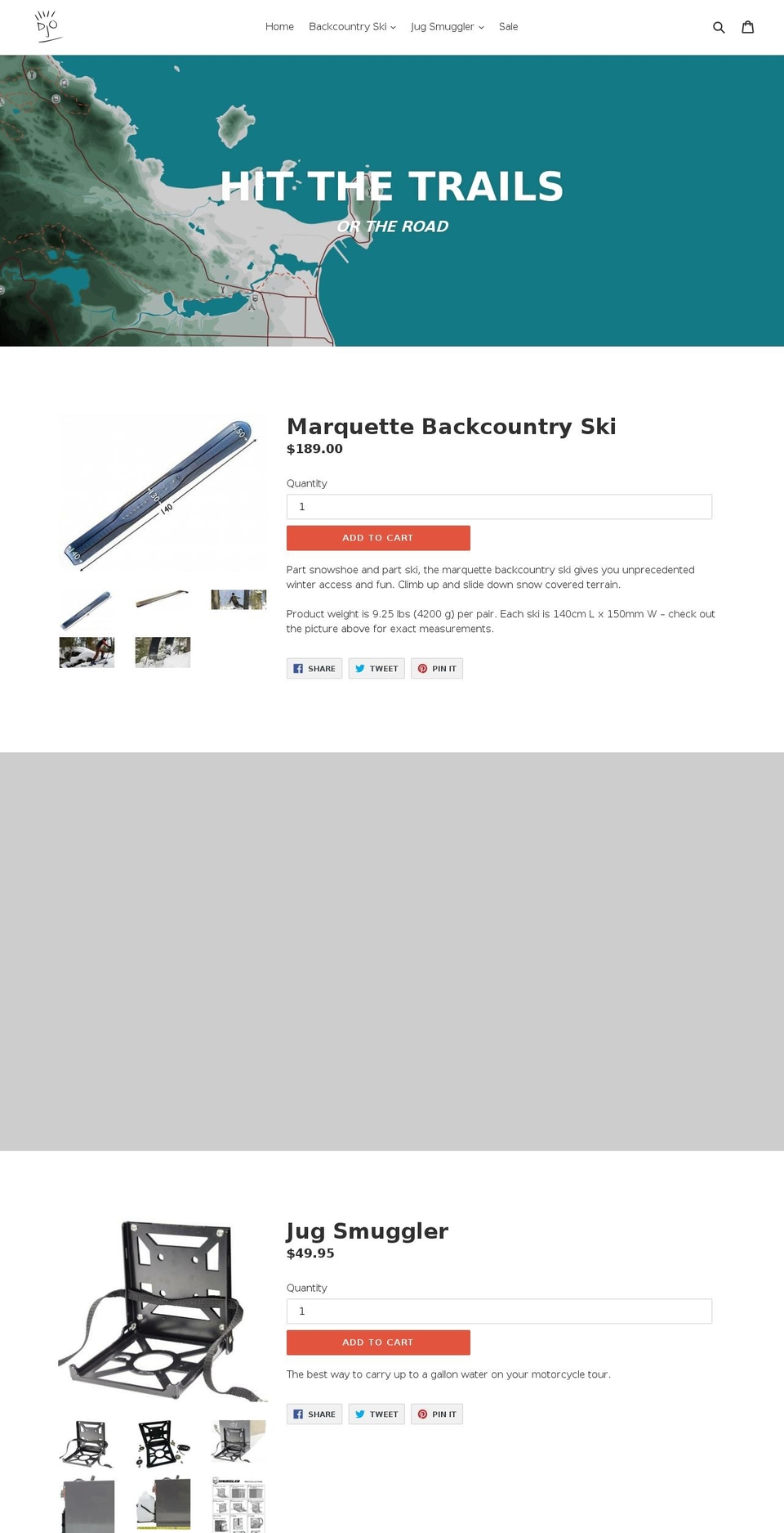 marquettebackcountry.com — Shopify storefront screenshot