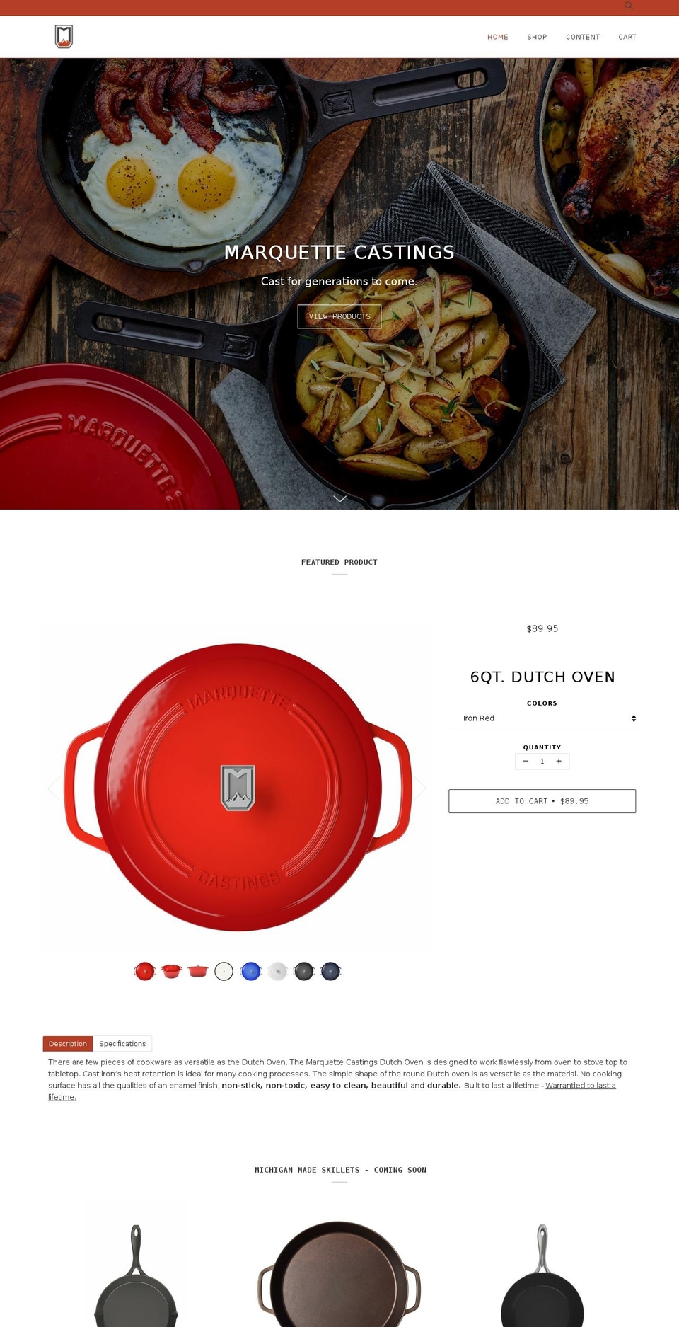 marquettecastings.com shopify website screenshot