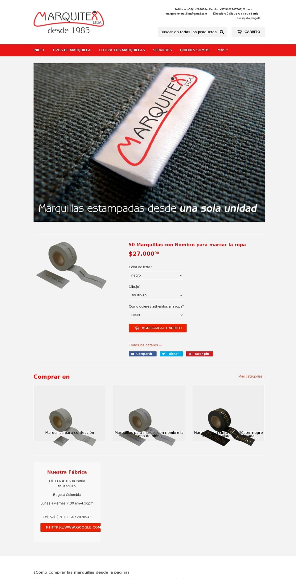 marquitexmarquillas.com shopify website screenshot