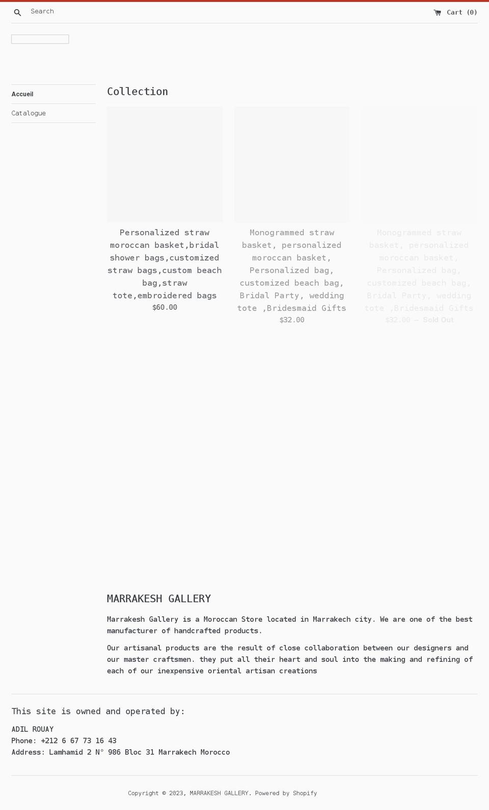 marrakesh-gallery.com shopify website screenshot