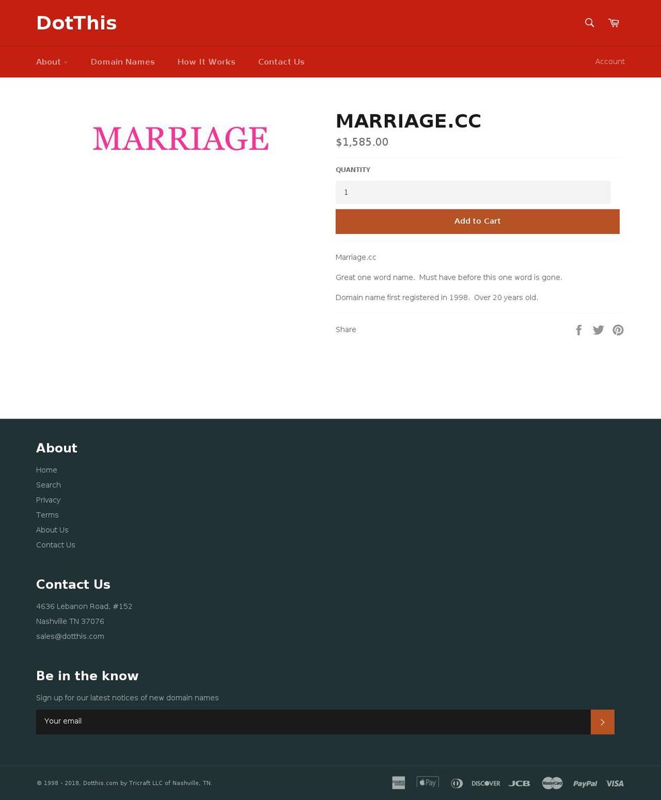 marriage.cc shopify website screenshot