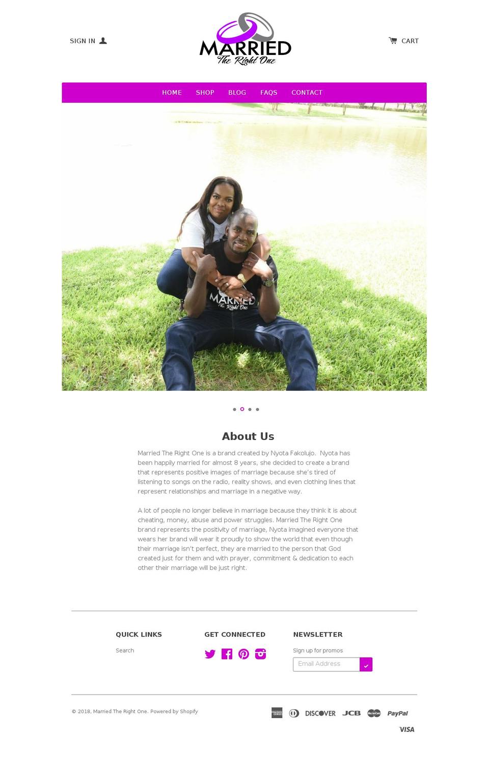 marriedtherightone.com shopify website screenshot