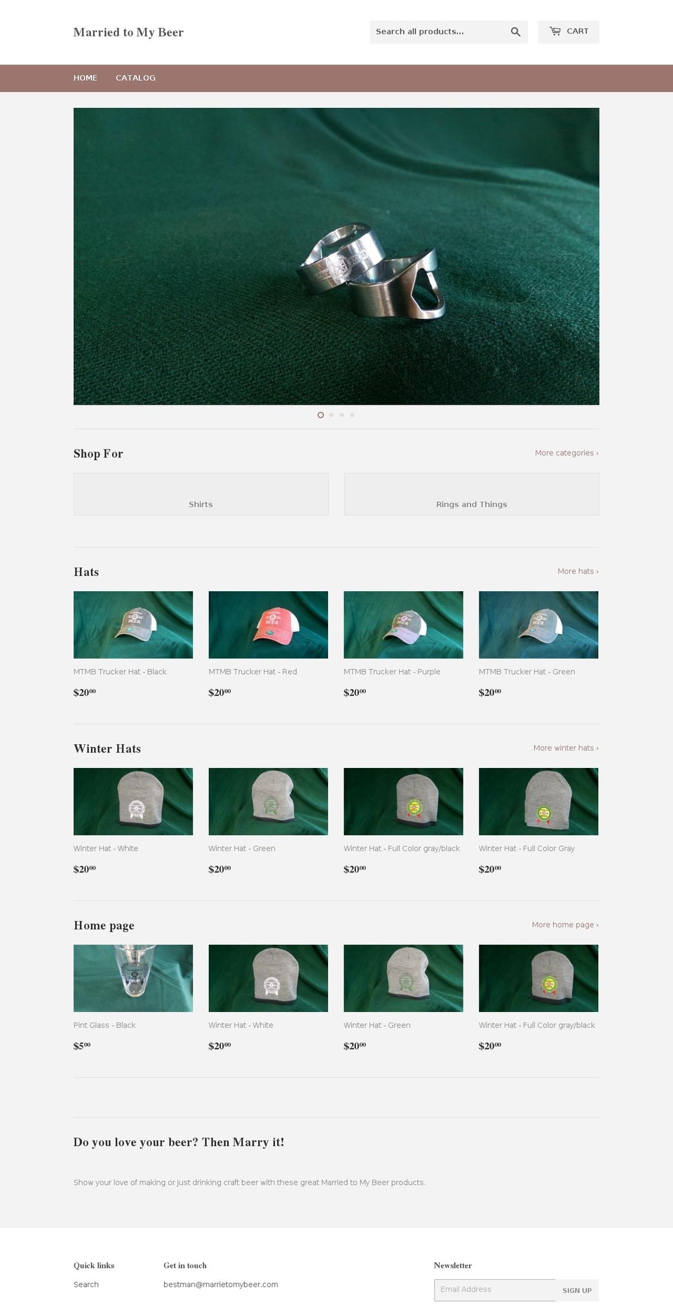 marriedtomybeer.com — Shopify storefront screenshot