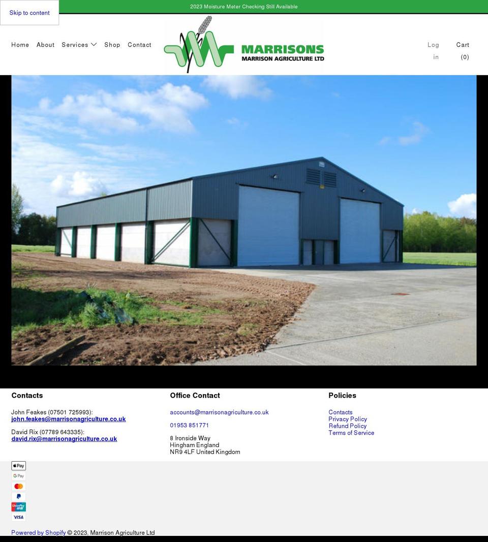 marrisonagriculture.co.uk shopify website screenshot