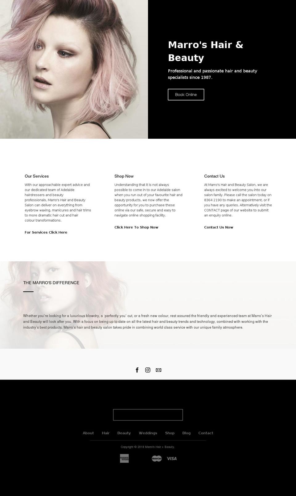 marroshair.com — Shopify storefront screenshot