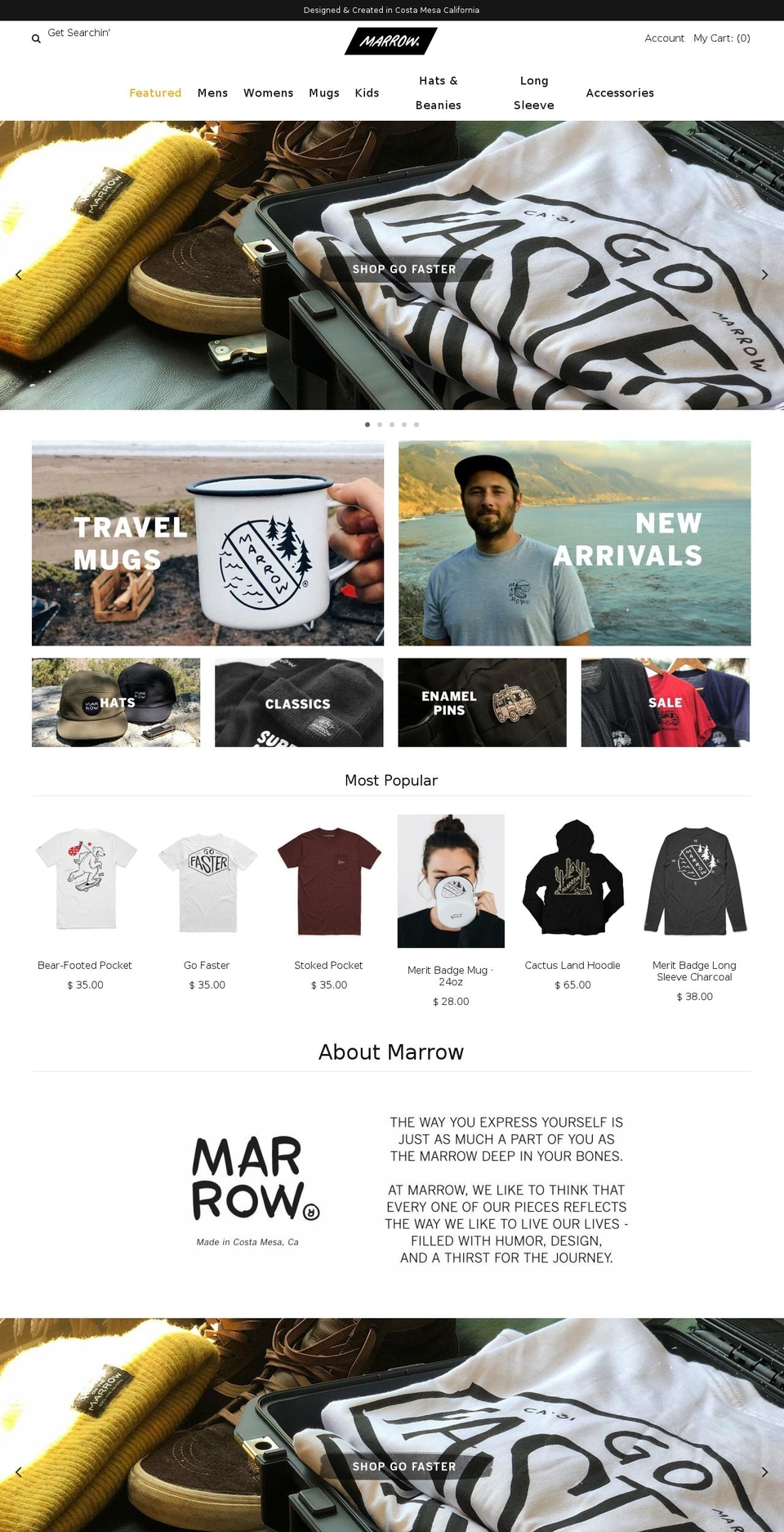 marrowcalifornia.com shopify website screenshot