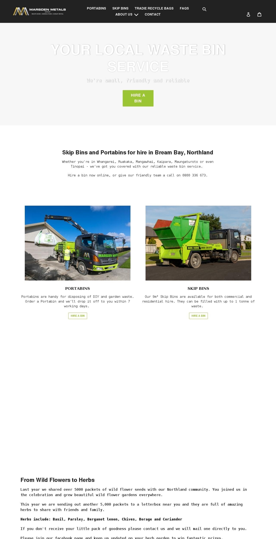 marsdenwaste.co.nz shopify website screenshot