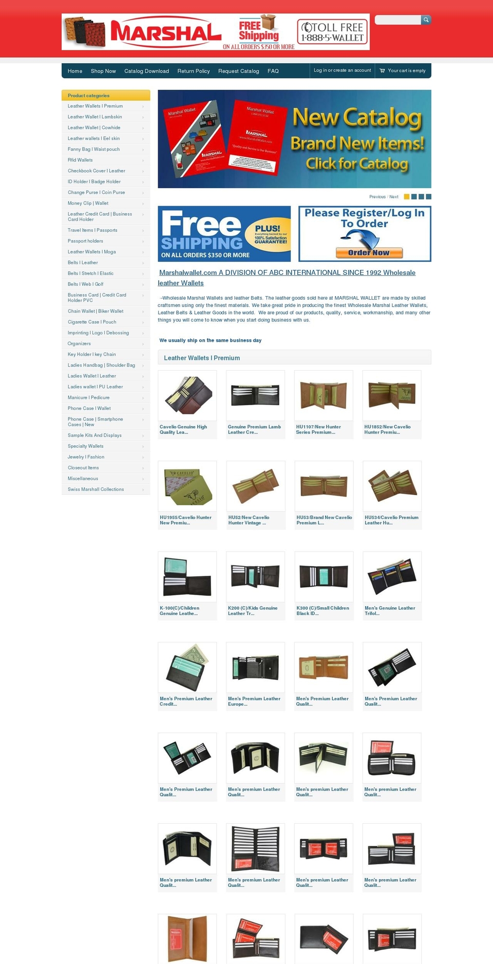 marshalleather.com — Shopify storefront screenshot