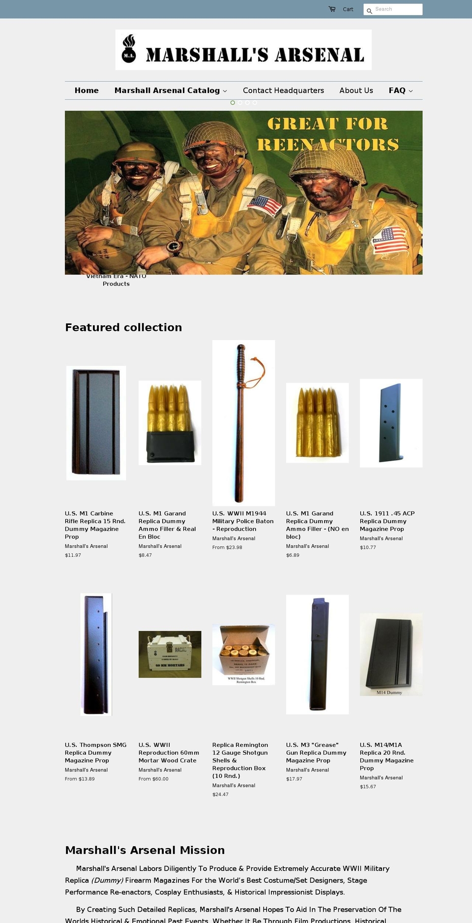 marshallsarsenal.com — Shopify storefront screenshot