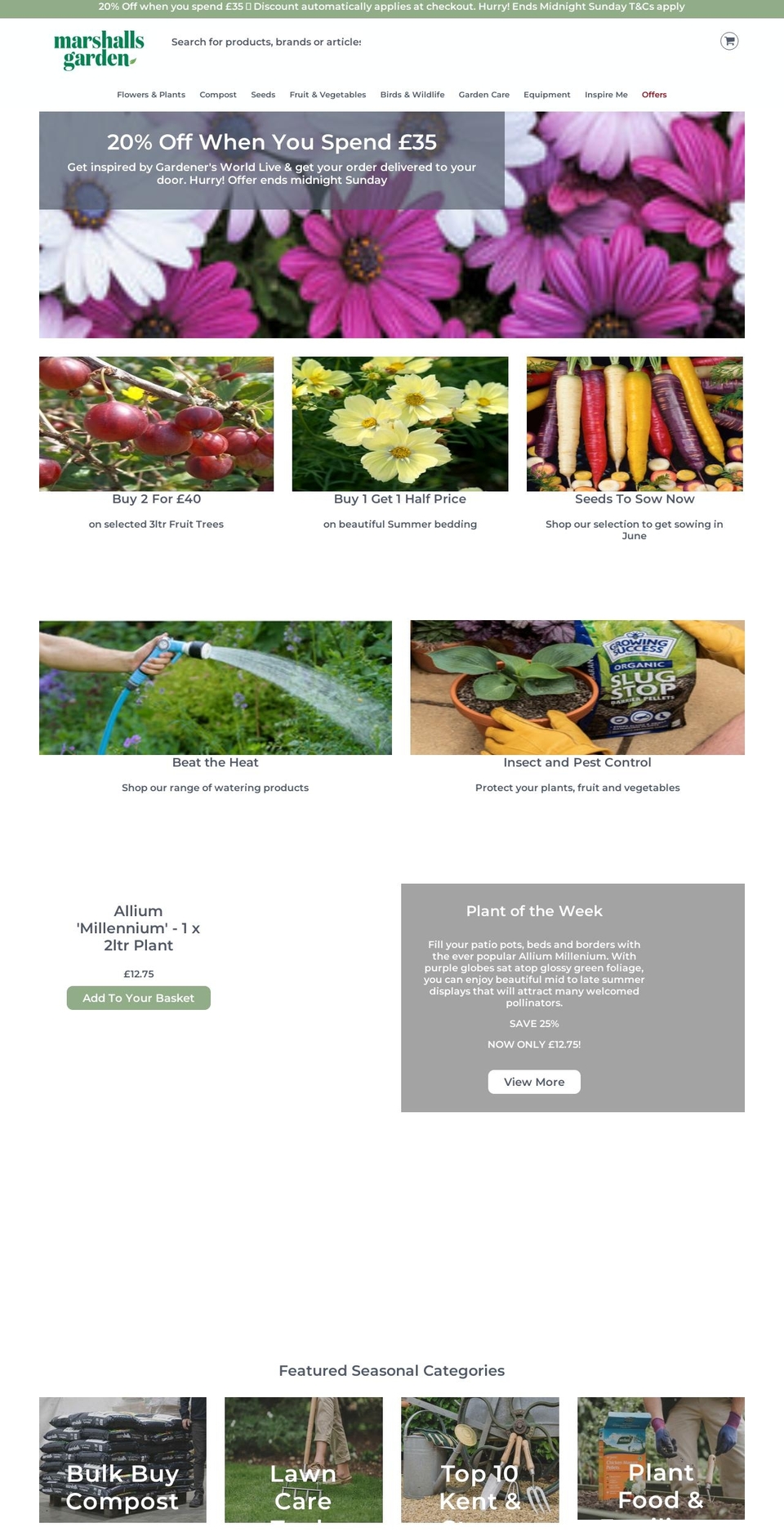 Garden Shopify theme site example marshallsgarden.com