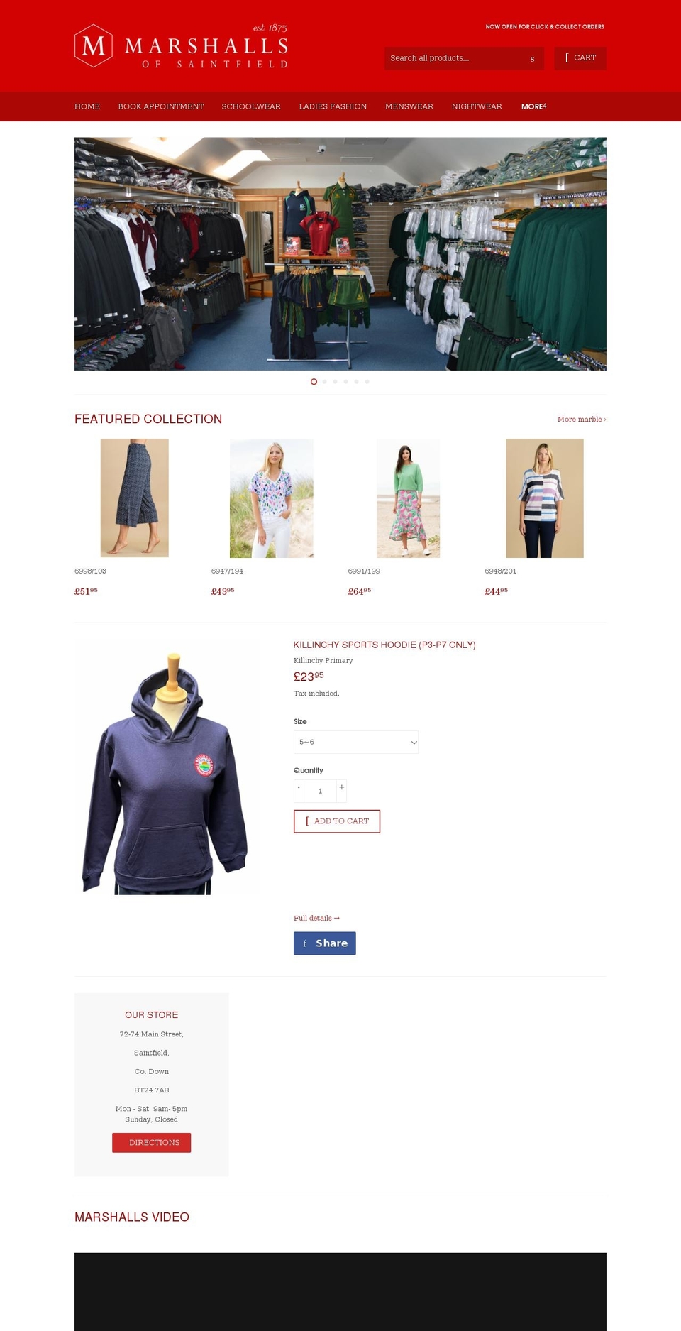 marshallsofsaintfield.com shopify website screenshot