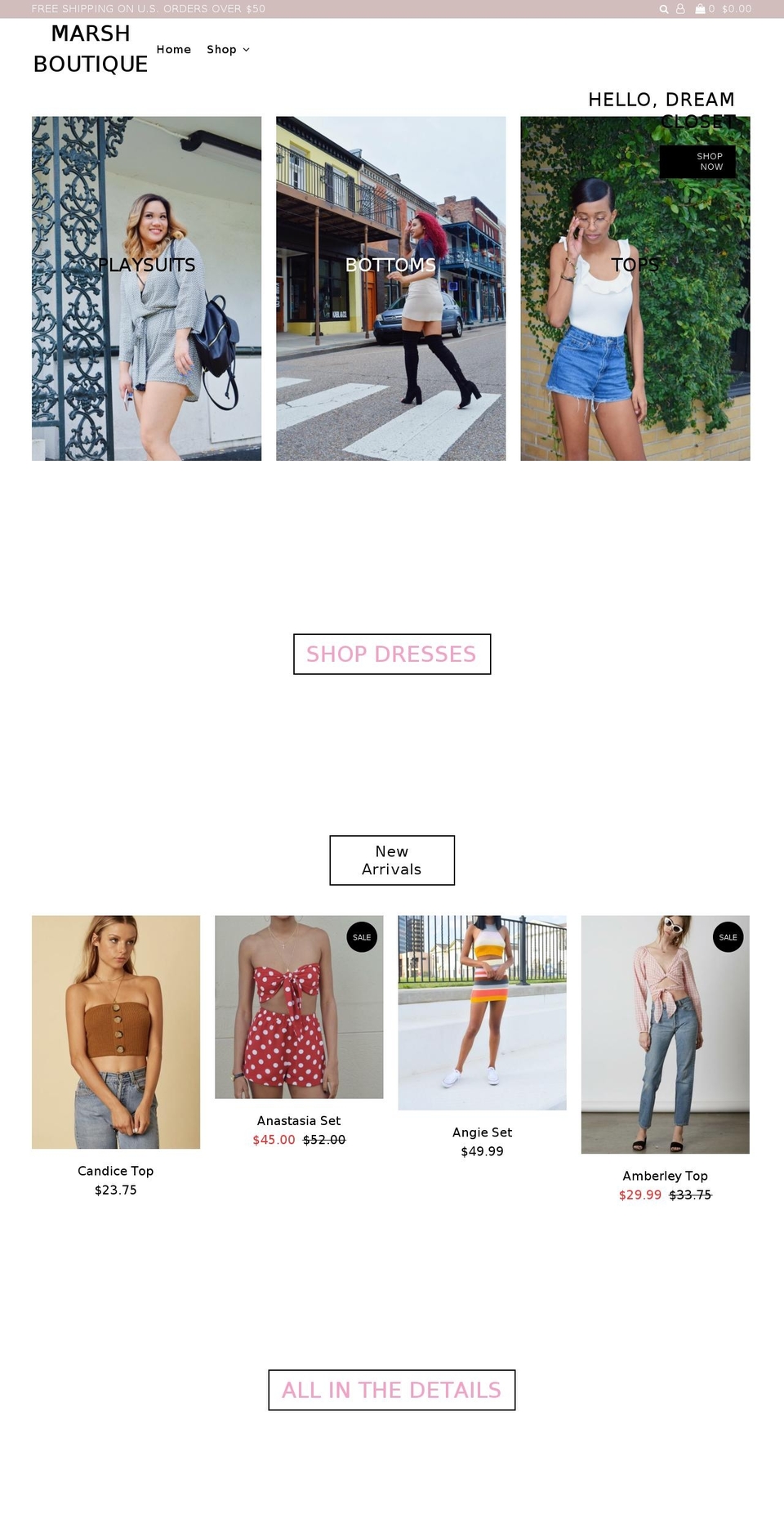marshboutique.com shopify website screenshot