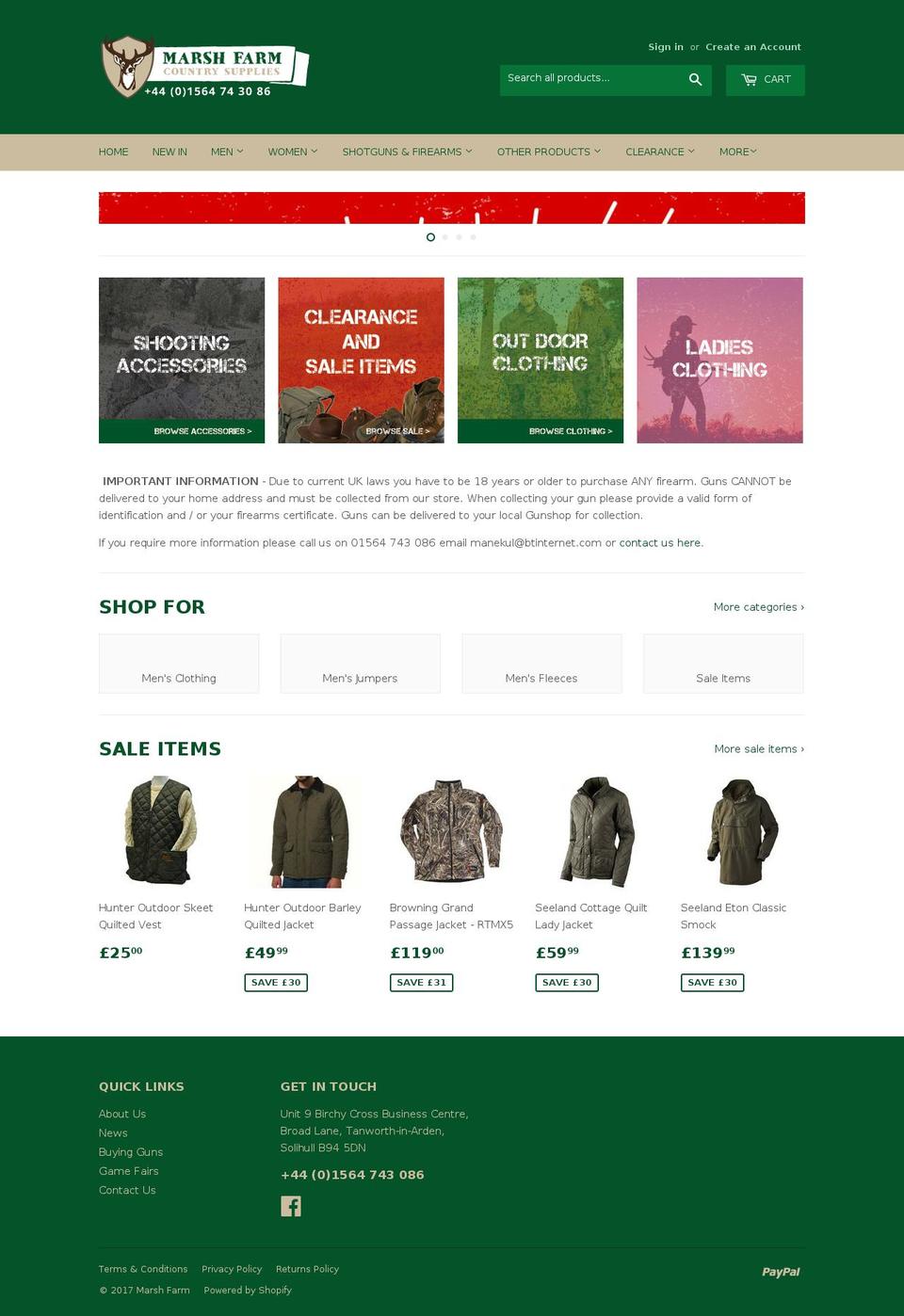 marshfarmcountry.co.uk shopify website screenshot