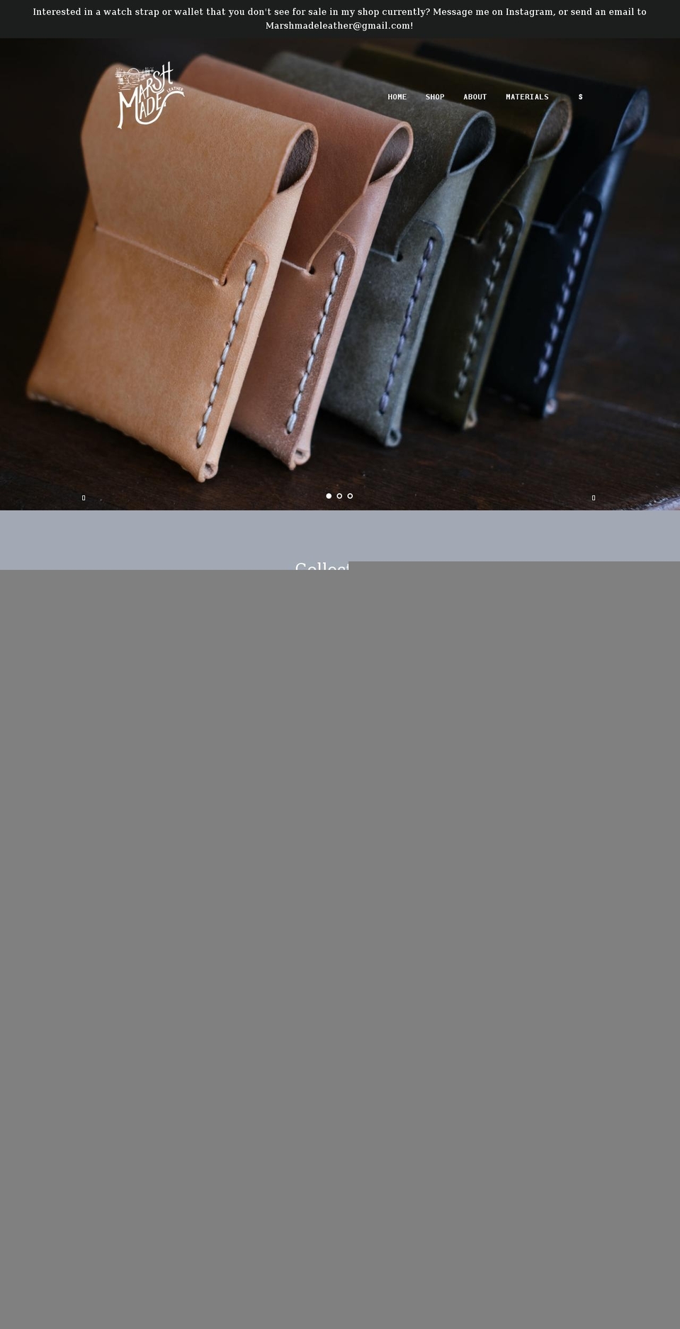 marshmadeleather.com shopify website screenshot