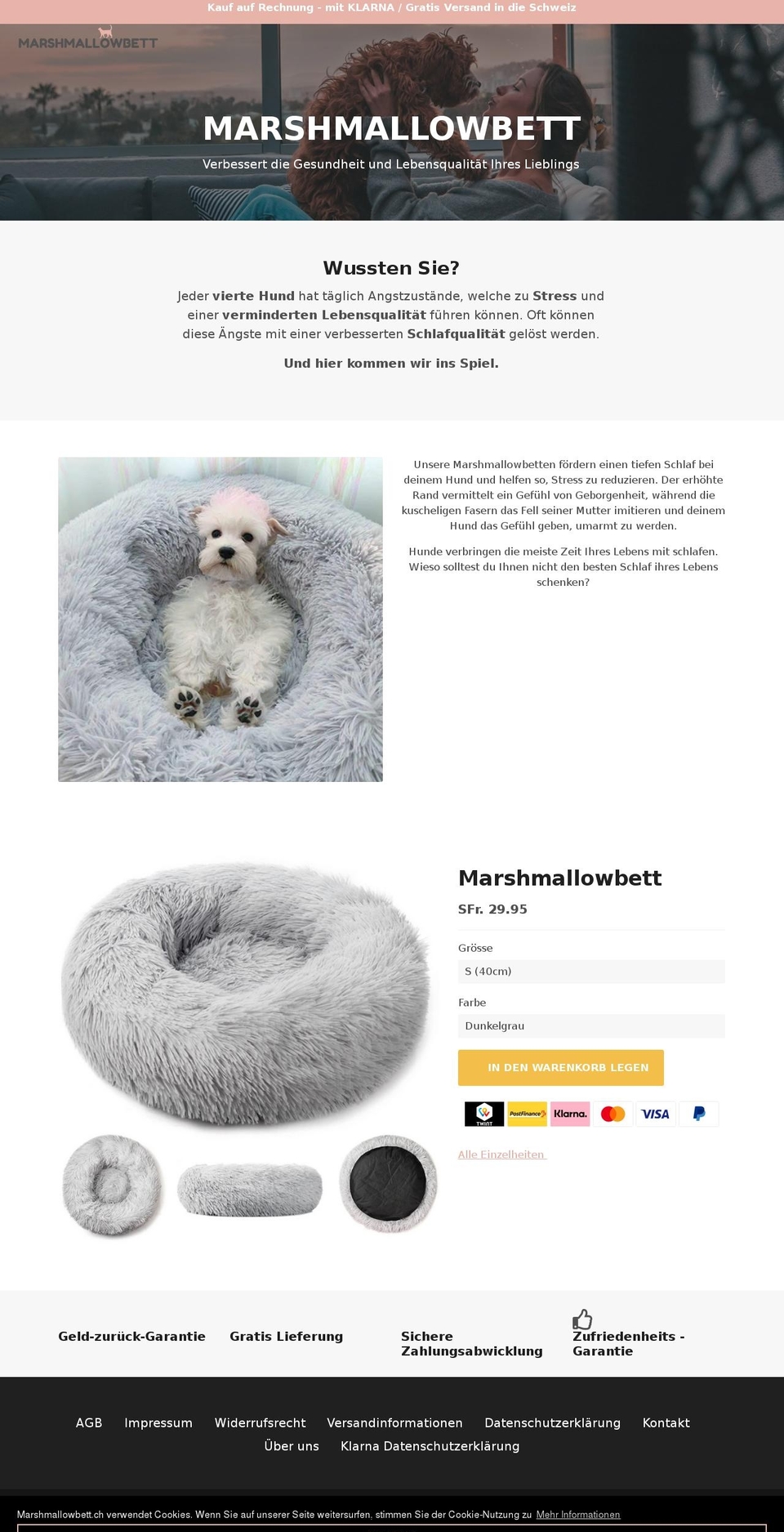 marshmallowbett.ch shopify website screenshot