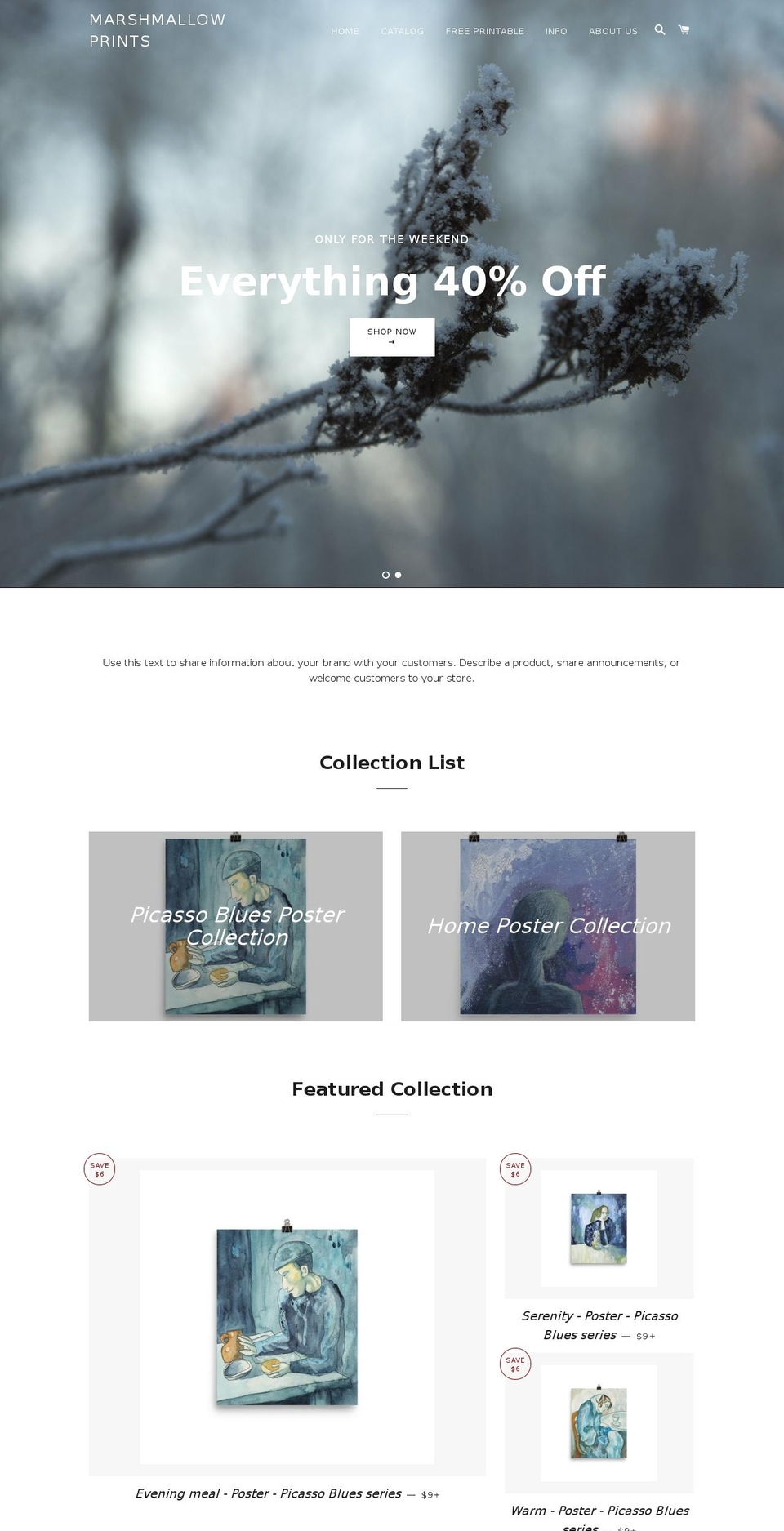 marshmallowprints.com shopify website screenshot