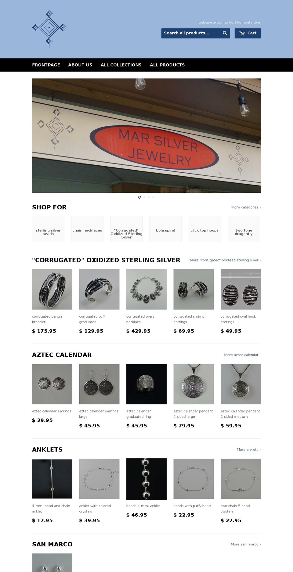 marsilverjewelry.com — Shopify storefront screenshot
