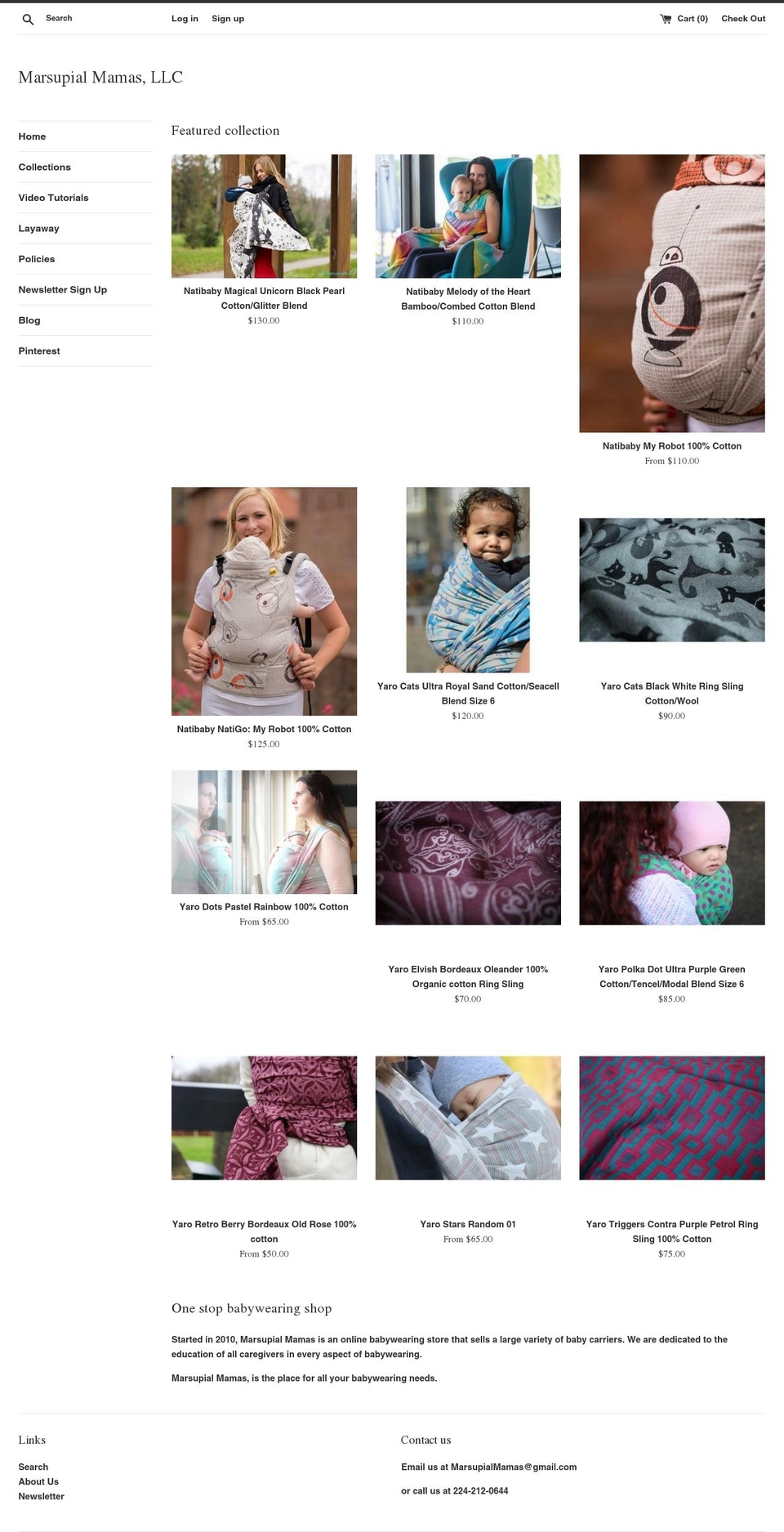 marsupial-mamas.net shopify website screenshot