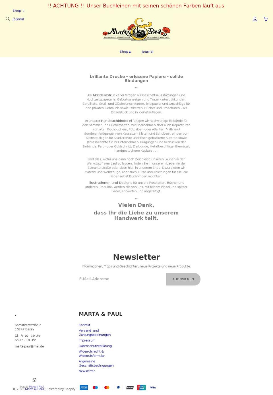 marta-paul.com shopify website screenshot