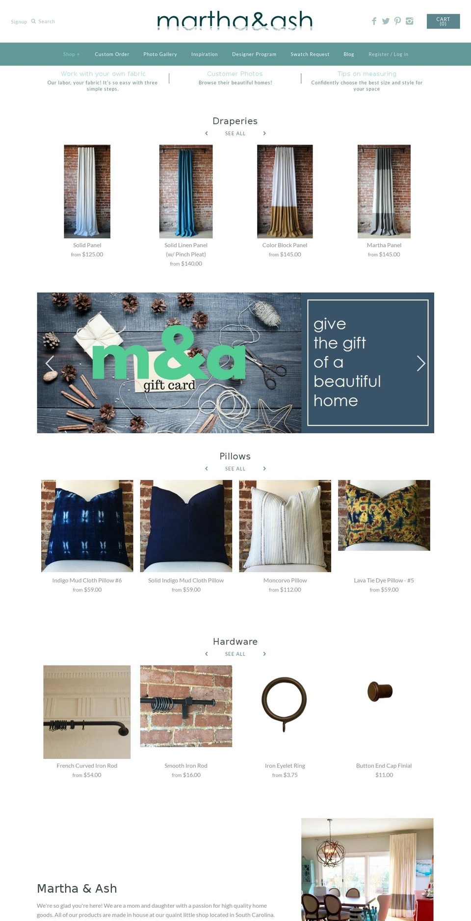 marthaandash.com shopify website screenshot