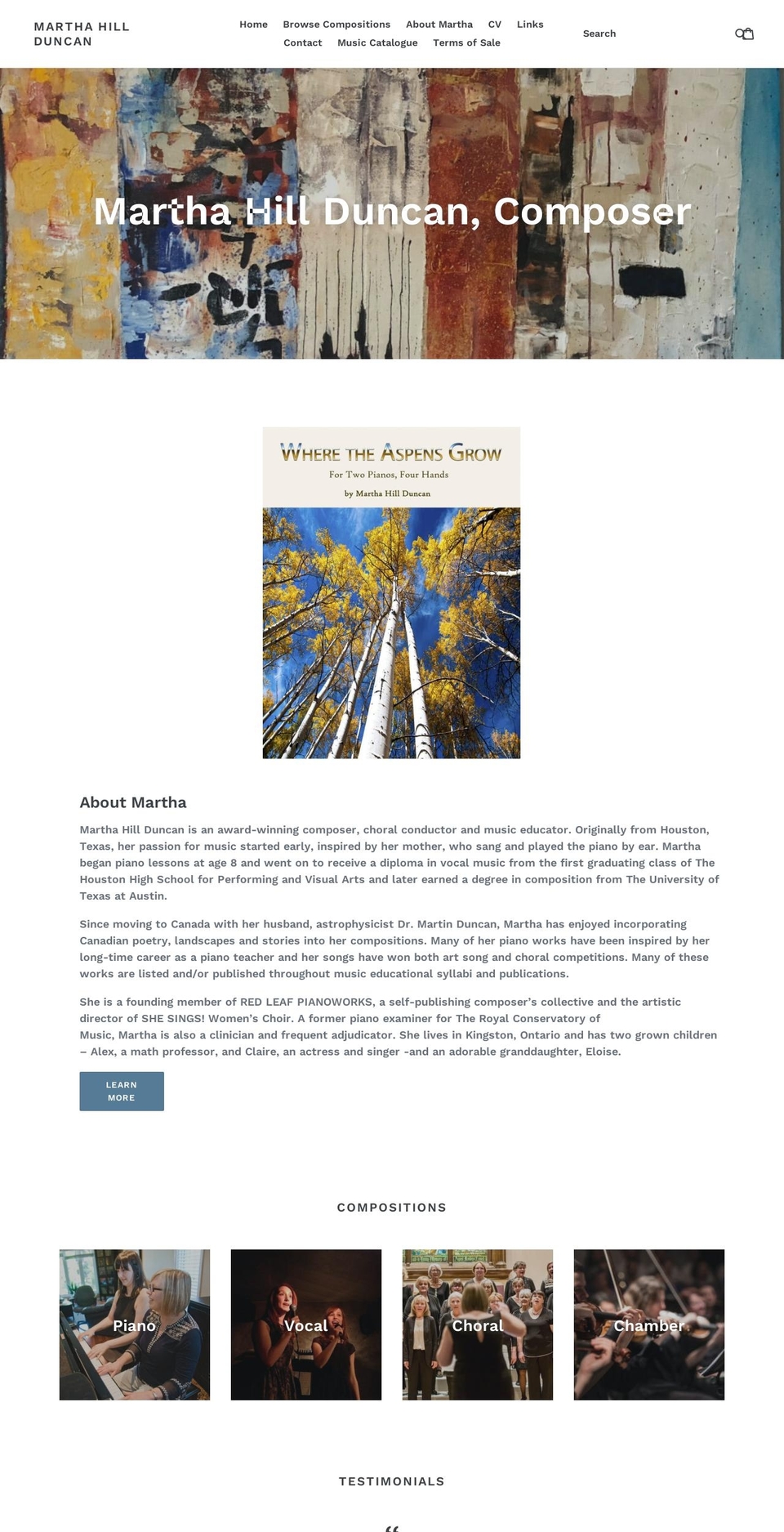 marthahillduncan.com shopify website screenshot