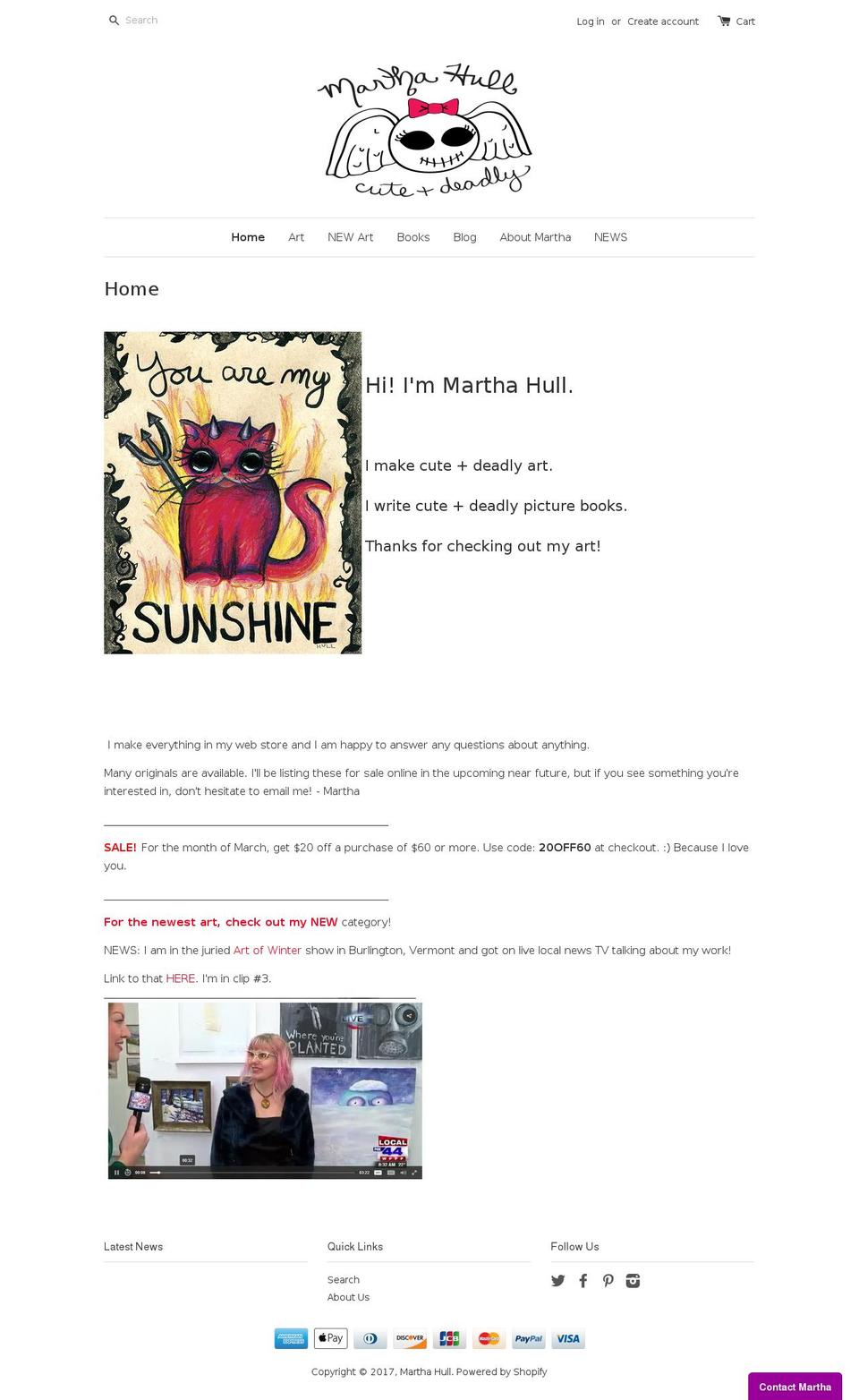 marthahull.com shopify website screenshot