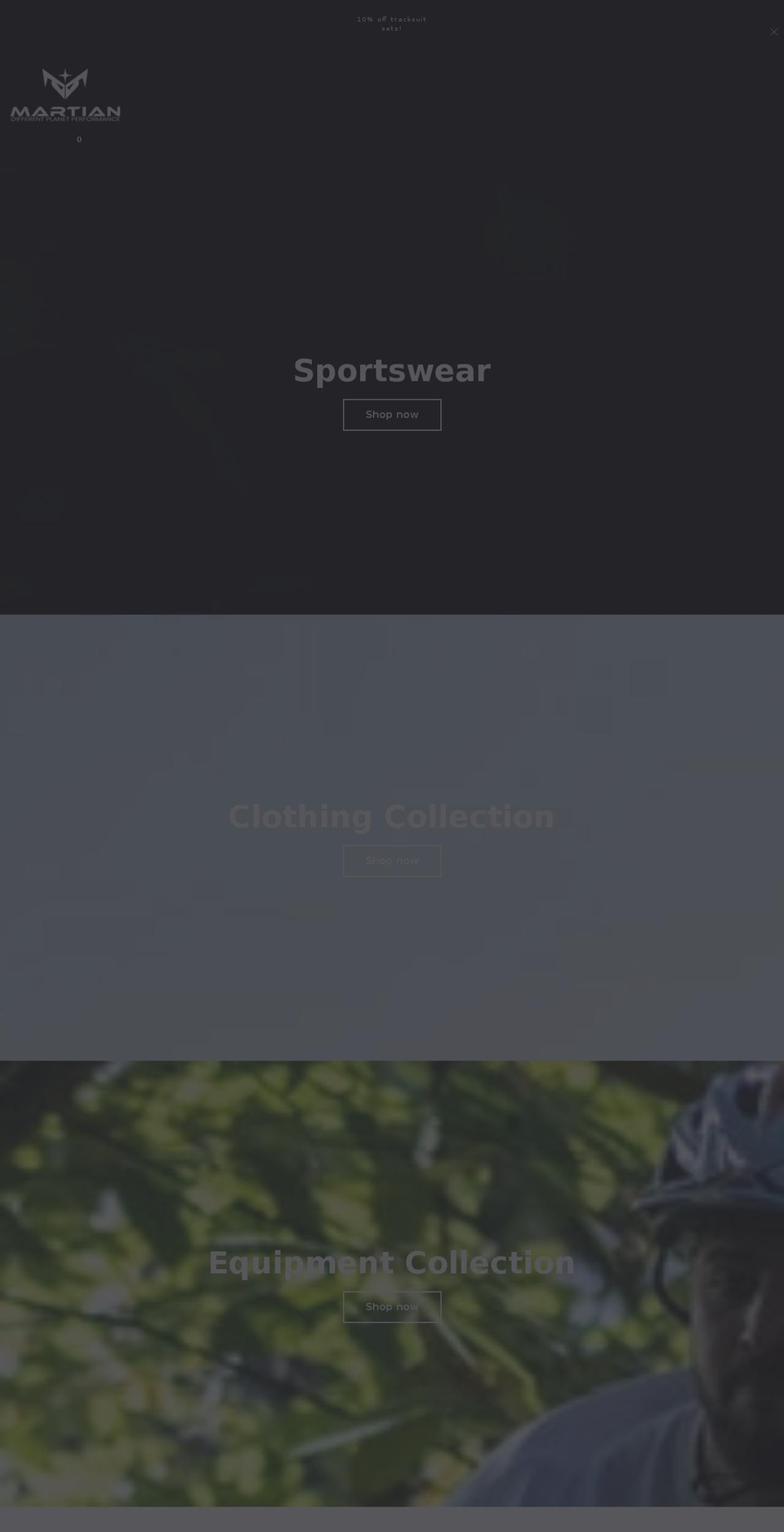 martian-sportswear.com shopify website screenshot