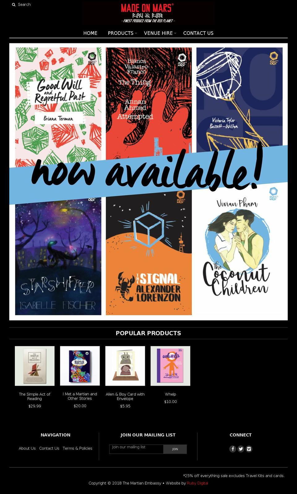 martianembassy.com.au shopify website screenshot