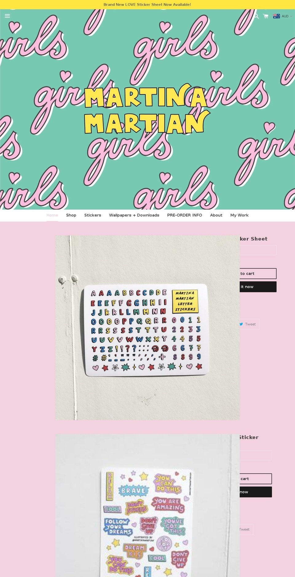 martinamartian.com — Shopify storefront screenshot