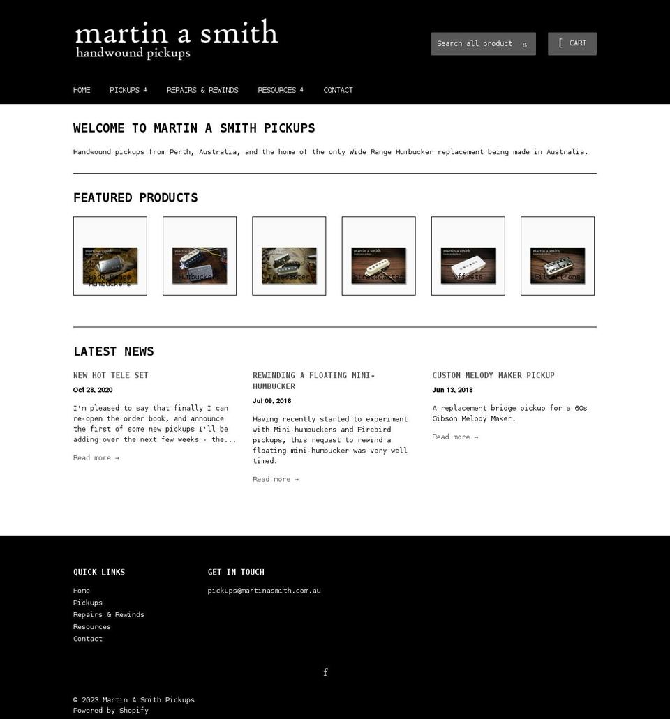 martinasmith.com.au shopify website screenshot