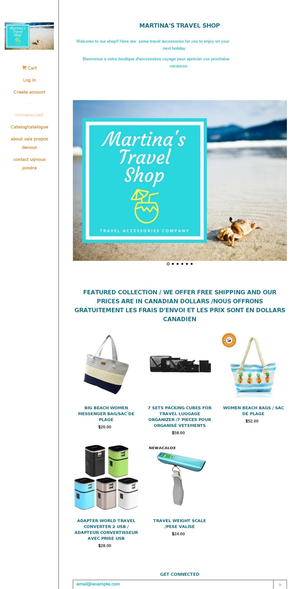 martinastravelshop.com — Shopify storefront screenshot