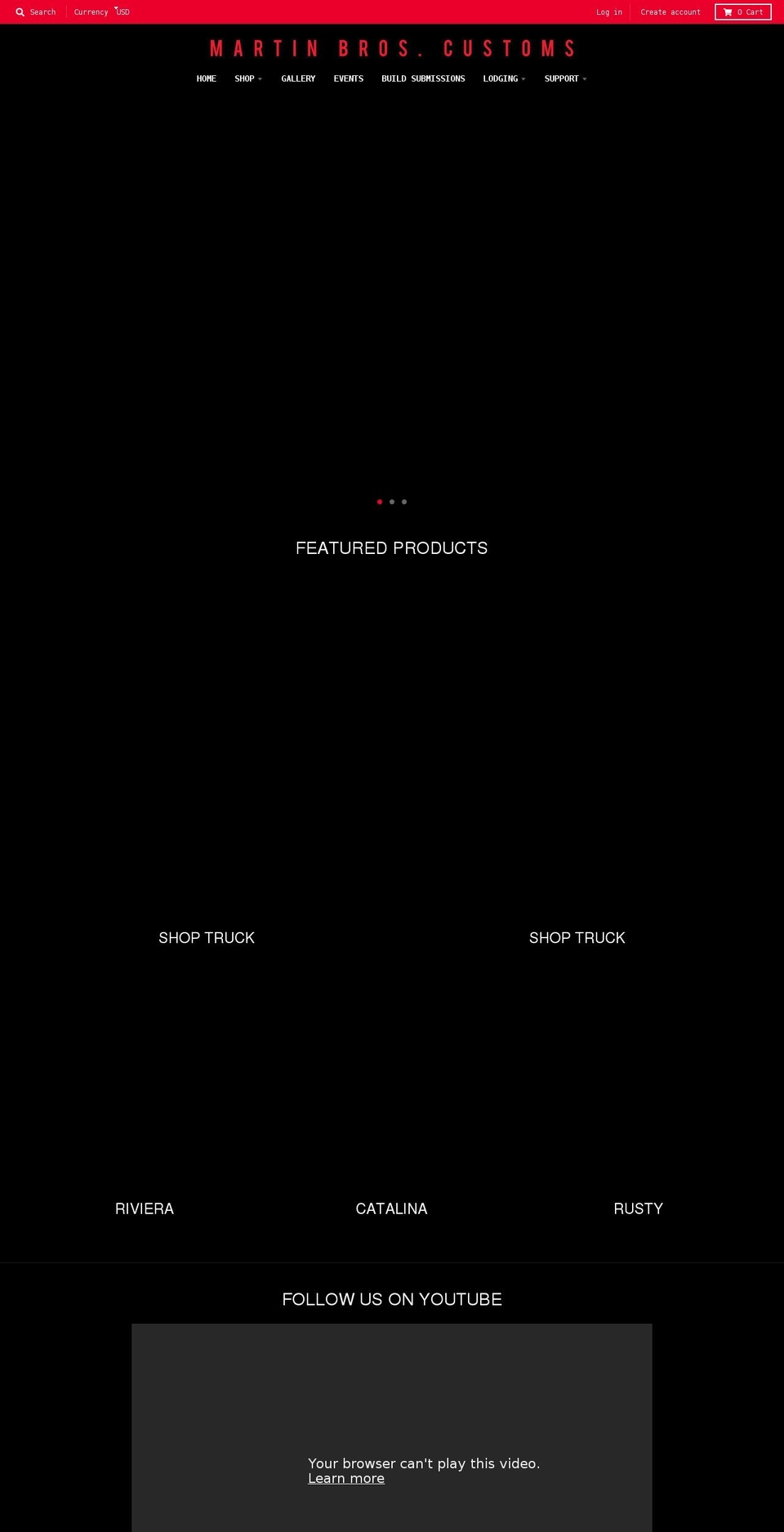 martinbroscustoms.com shopify website screenshot