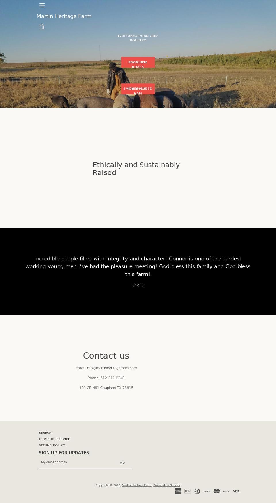 martinheritagefarm.com — Shopify storefront screenshot