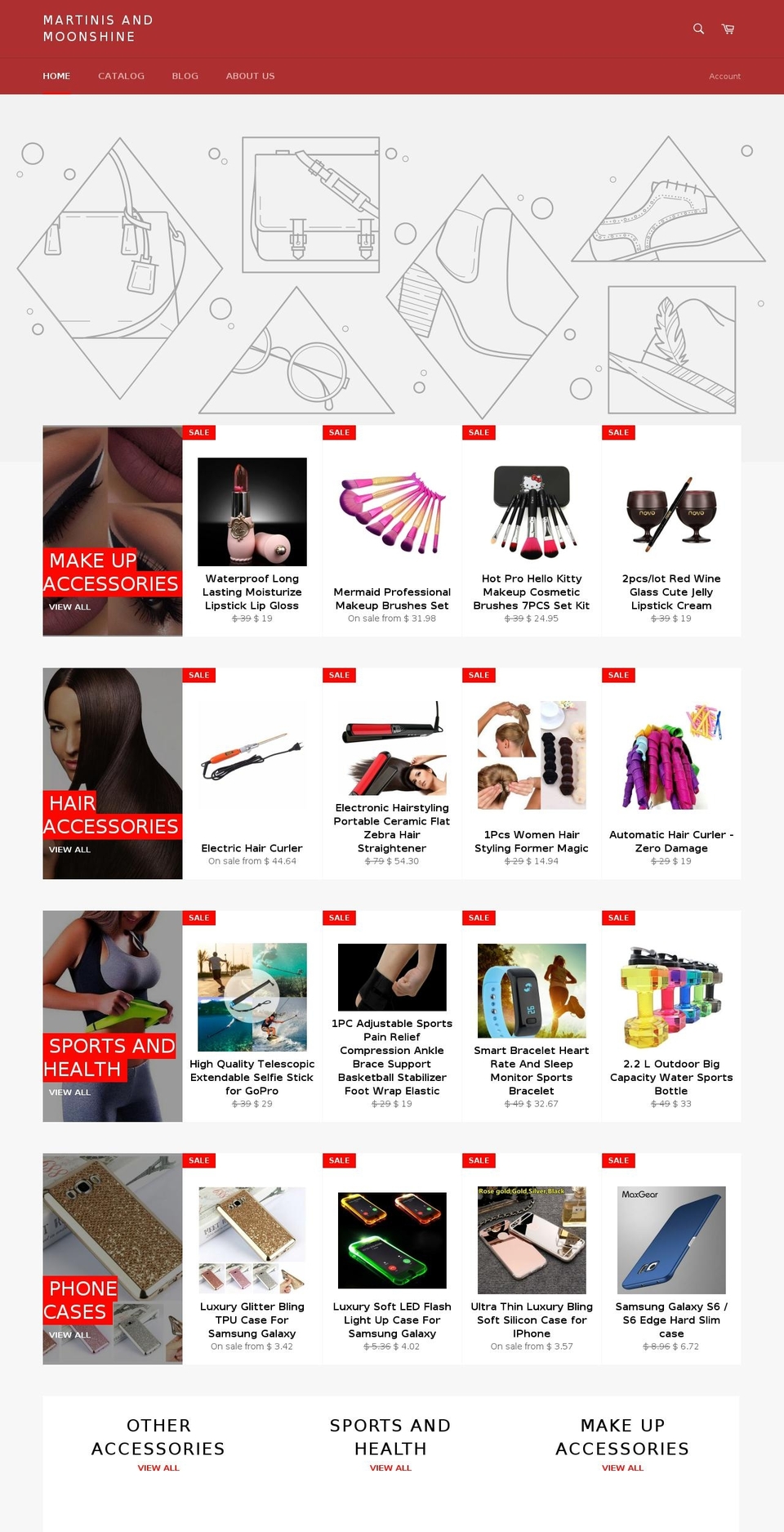 martinisandmoonshine.com shopify website screenshot