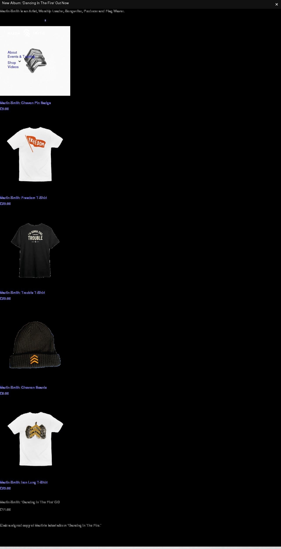 martinsmithmusic.com shopify website screenshot