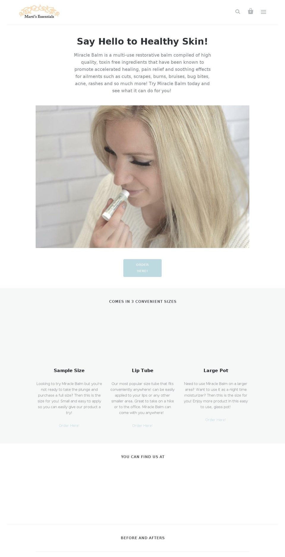 martisessentials.com shopify website screenshot
