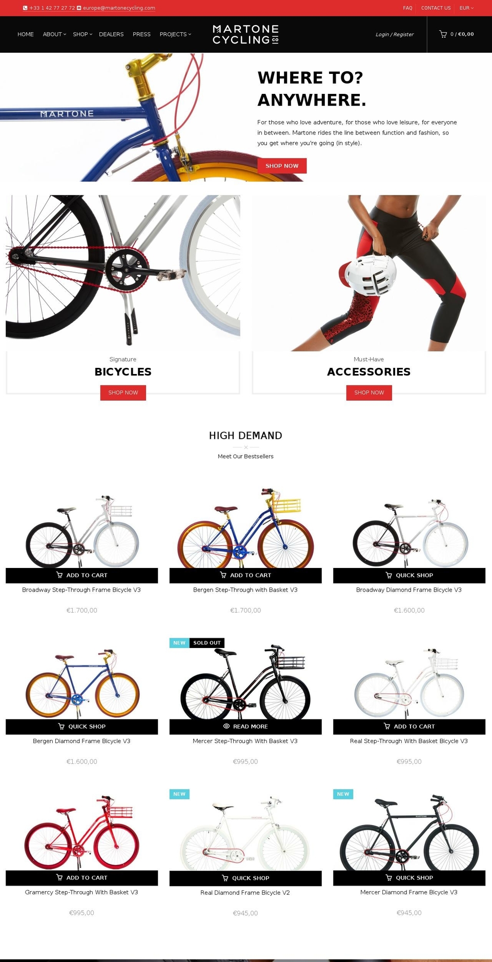 martonecycling.ch shopify website screenshot