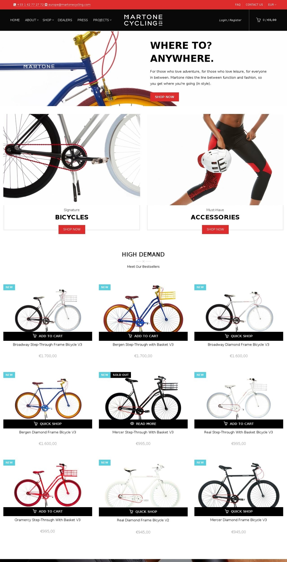 martonecycling.eu shopify website screenshot