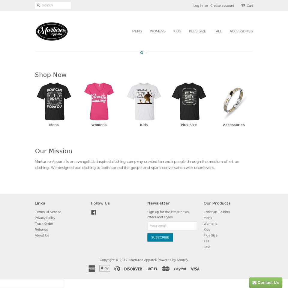 martureoapparel.com shopify website screenshot