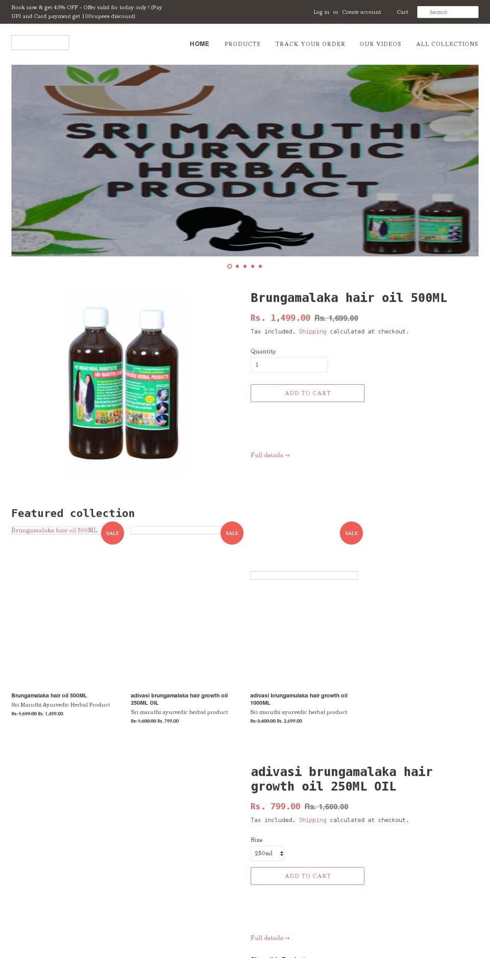 maruthiayurvedic.in shopify website screenshot